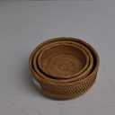 YANGQIHOME Natural Rattan Round Fruit Basket Bowls, Handwoven Storage Serving Baskets, Wicker Organizer for Dinning Room (Set of 3)