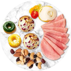 DEAYOU Marble Lazy Susan, Natural Marble Round Tray Turntable Cake Stand, 12" Lazy Susan Cheese Board with Silent Rotating for Serving, Table Display, Cupcake, White, Revolving Cake Leveler Spinner