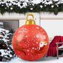 23.6 Inch Giant Inflatable Christmas Ball Santa Claus Elk Inflatable Decorations PVC Inflatable Ornaments for Christmas Tree Yard Lawn Porch Winter Holiday Merry Christmas Outdoor Decor