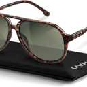livho Trendy Polarized Aviator Sunglasses Women Men, Retro Sun Glasses for Women Men 2025, Oversized UV Protection Shades (Brown Tortoise/Green)