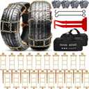 20-Pack for Full Vehicle 4 Tires, Adjustable Snow Chains for Tire Size 215-285mm, Quick Fit Easy Installation, Heavy Duty Non Skid Suv Truck Pickup