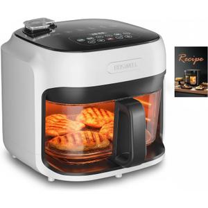 Boswell Glass Air Fryer 7.5QT, Transparent Glass Bowl, White