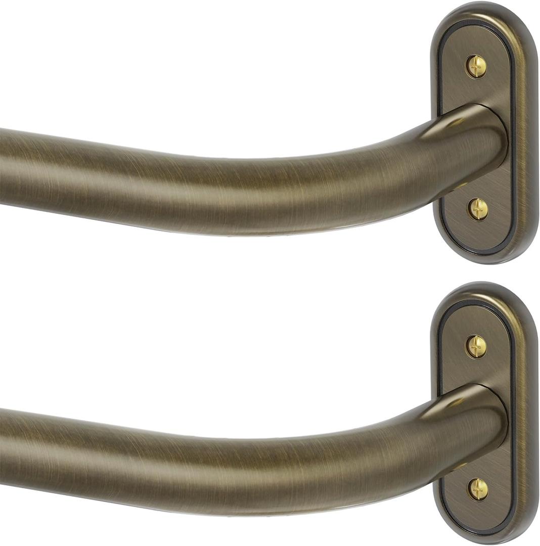 2 Pack Curtain Rods 36-88 Inch, Antique Bronze Wrap Around Blackout Curtain Rods for Windows, 1 Inch Adjustable Heavy Duty Room Darkening Window Treatment Rod for Bedroom, Sliding Door