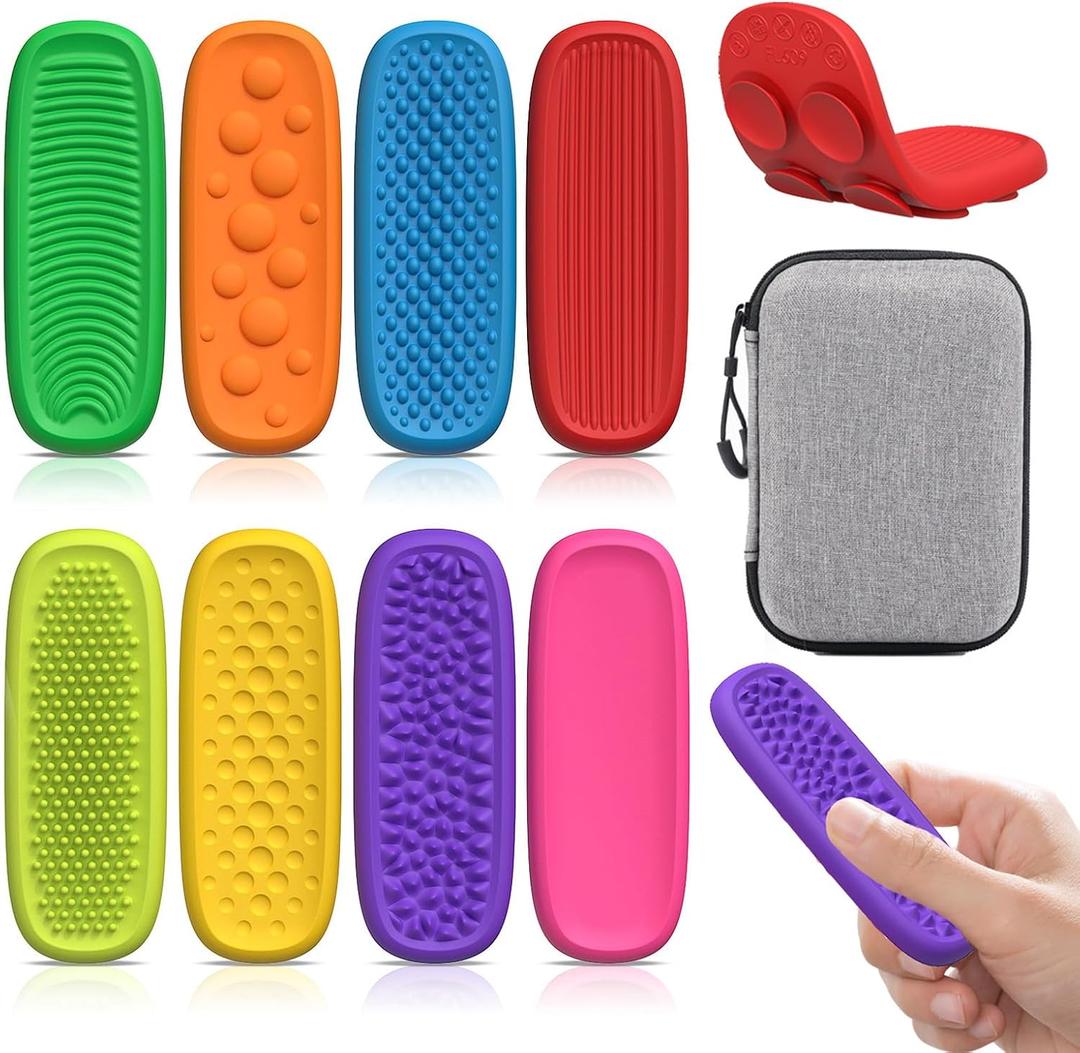 Sensory Fidget Strips & Worry Stones for Kids Adults, 6PCS Sensory Fidget Toys for Stress Anxiety Autistic ADHD,Calm Down Travel Airplane Essentials Toys, Quiet Fidgets for Classroom