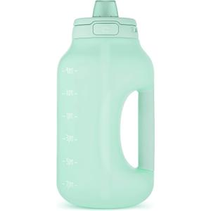 Ello Hydra 64oz Half Gallon Water Jug with Handle and Motivational Time Markers for All Day Hydration, Plastic Reusable Water Bottle with Straw and Locking, Leak Proof Lid, BPA Free (Yucca)