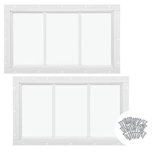 Tandefio 2 Pack 10'' X 18'' White Basement Garage Door Flush Mount Shed Window with Tempered Glass Household Windows with Srews for Chicken Coop Sheds Barns Playhouse