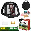 Pop-Up Golf Chipping Net - Ultimate Target Training Chip Aids for Precision & Distance, Outdoor | Indoor Practice, Golfer Gift (1 Black Net+ 2 Mats+ 12 Balls + 6 Greeting Cards)