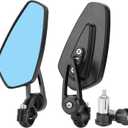 Motorcycle Bar End Mirrors 7/8'' 22mm Rear view Side Mirror Blue Lens Universal Replacement for Honda Grom Kawasaki Suzuki Ducati Yamaha and More Street Sport Bike Scooter Cruisers (Black)