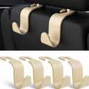 Amooca 4-Pack Car Headrest Hooks Vehicle Storage Organizer for Purses Handbags Groceries Coats Holds 55lbs 360 Rotating Simple Design Beige