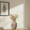 Ceramic Flower Vase, 6.7 inch Farmhouse Rustic Vintage Vases for Home Decor Table Living Room Entryway Book Shelf Fireplace Centerpiece (Rust)