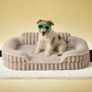 LE SURE Cute Dog Bed Medium Size Dog, Orthopedic Waterproof Medium Pet Beds with Sides, High Back Non-Slip Bottom and Egg-Crate Foam Pet Couch Sofa with Washable Removable Cover, Hazel (28.0"L x 23.0"W x 6.5"Th)