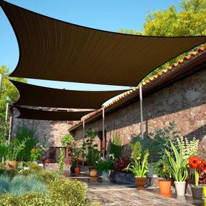 ShadeMart 10' x 16' Brown Sun Shade Sail UPF50 Rectangle Canopy Fabric Cloth Screen smTAPR1016, Water and Air Permeable & UV Resistant, Heavy Duty, Carport Patio Outdoor - (We Customize Size)