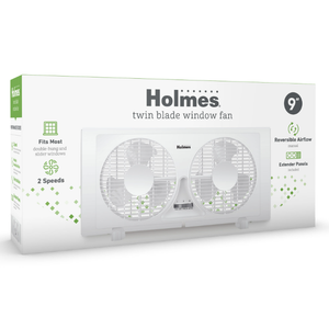 Holmes Twin Blade Window Fan 9inch, 2 Speed Manual Fan.