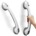 Grab Bars for Bathtubs and Showers, Zynuhmo 2 Pack 16 Inch Suction Safety Grab Bars for Senior and Elderly Assist Support Suction Cup Removable Handrails for Shower Chair No Drilling No Tools(Gray)