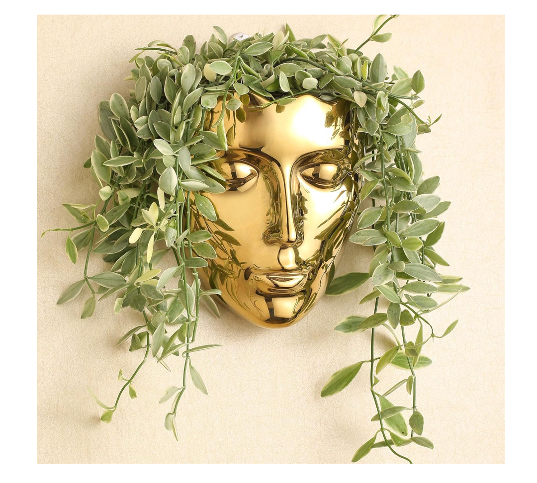 Face Vase,Ceramic Female Form Vase,Modern Sculpture Planter Pot,Human Face Dried Flower Shaped Vase,Wall Hanging Plant Pot for Home Decor Centerpieces, Office or Outdoor Hanging Decor (Black)