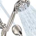 JDO Shower Head with Handheld, High Pressure Handheld Shower Head 9 Settings, Detachable Shower Head Set with Stainless Steel Hose and Shower Bracket (Brushed Nickel)