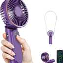Portable Handheld Fan, 4000mAh, 180 Adjustable, 6 Speed Wind, USB Rechargeable Foldable Fan with Real-Time Electricity Display (Purple)