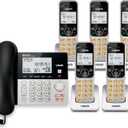 VTech VG208-5 DECT 6.0 5-Handset Corded/Cordless Phone for Home with Answering Machine, Call Blocking, Caller ID, Large Backlit Display, Duplex Speakerphone, Intercom, Line-Power Backup(Silver/Black)