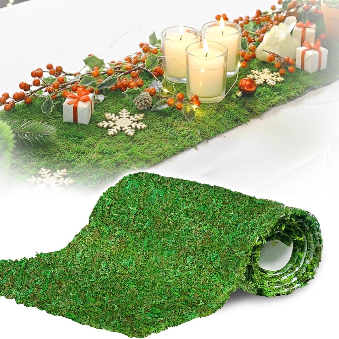 DUSPRO 71"x11" Sheet Moss Roll, Peel and Stick Moss Sheets for Crafts, Moss Sheets for Planters, Moss for Plants Indoor, Adhesive Moss Sheets for Fairy Garden, Sticky Moss for Table Decor