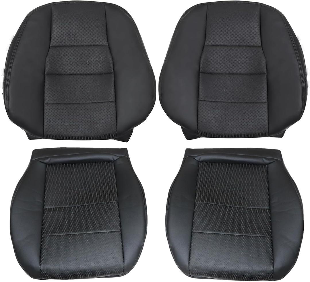 Priprilod Black Microfiber Leather Driver & Passenger Side Bottom & Top Lean Back Replacement Cover Compatible with Mercedes Benz C250 C250 C350 2008 2009 2010 2011 2012 2013 2014 2015