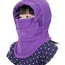 ZZLAY Children's Balaclavas Hat Thick Thermal Windproof Ski Cycling Face Mask Caps Hood Cover Adjustable Cap Purple