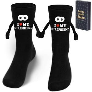 3 x Parma77 Gift for Boyfriend, I Love My Girlfriend Socks,Valentines day gifts for him, Magnetic Holding Hands Socks, Romantic Gifts for Anniversary, Valentines gifts, Birthday