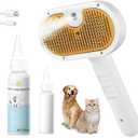 Pet Steam Brush for Dog & Cat  3-in-1 Spray Hair Removal Comb  Steam for Shedding & Grooming  Water Brush for Long & Short Haired Pets  Spritz Defur Comb  Includes Waterless Shampoo (7.8-shampoo)