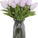 Artificial Flowers 10 Heads Mini Real Touch Artificial Tulip for Home Wedding Party Centerpiece Decoration (Light Purple)