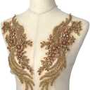 La Belleza 1 Pair Hand-Made Beaded Rhinestons DIY Clothing Appliques Patch,14.5" *4.12" Wedding Dress Decoration,Rose Gold Flower Applique by Pair