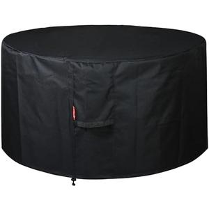 SheeChung Round Gas Fire Pit/Table Cover-Fit 36-40 inch Outdoor Firepit/Bowl,600D Heavy Duty Patio Cover Black,100% Weather Resistant&Waterproof for Backyard,Porch,Deck,Camping,Grill,40”Dia X 22”H