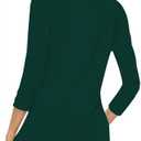 Poetsky Women's V Neck 3/4 Sleeve T Shirt Casual Loose Basic Tops Summer Tee Blouses (Green, S)