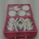 Porcelain Tea Set for Girls - Pink Ceramic Tea Cups with Pink Box - Glass Toy for Kids Party - Ideal Gift for Toddlers and Children's Ages 3 Years Old - Floral Design, 13 Pieces