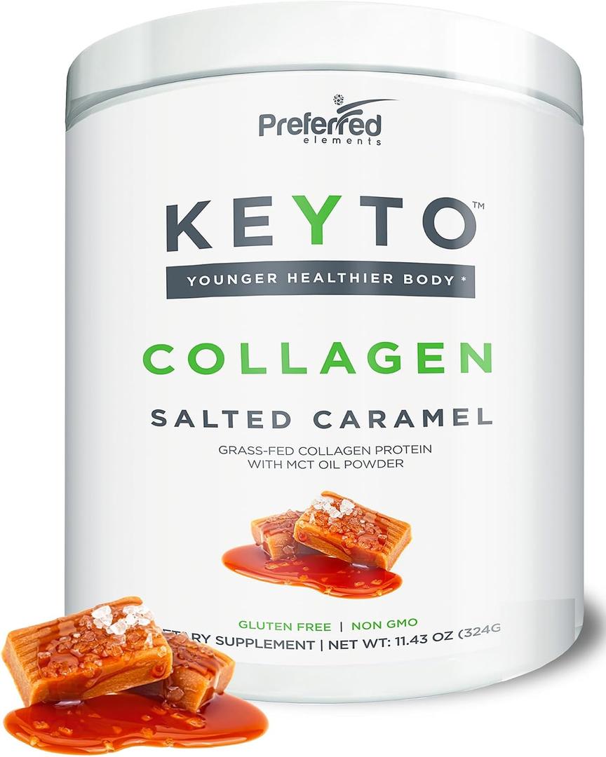 KEYTO Keto Collagen Protein with MCT Oil Powder - Salted Caramel, 11.43oz