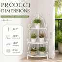 Gisafai 3 Tier White Outdoor Corner Plant Stand, 
32.68"D x 16.93"W x 2.36"H