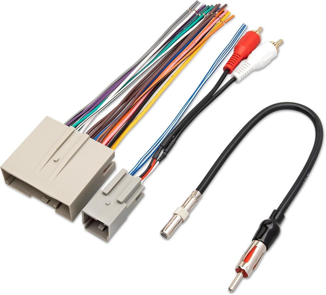 RED WOLF Radio Wiring w/Antenna Adapter RCA Input Replacement for Ford 2006-2012, Lincoln 2006-2010, Mercury 2006-2009 Aftermarket Stereo Install Wire Cable Harness with RCA Adapter Plug