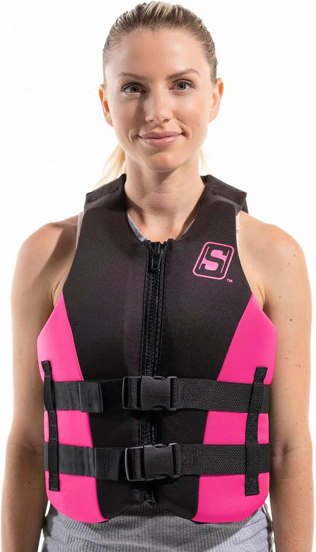 Seachoice Evoprene Multi-Sport Life Jacket, USCG Level 70, Sizes Child to Adult, Pink Black XXL 