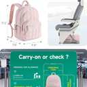 BAGSMART College Laptop Backpack, Travel Backpack for Women, Quilted Casual Daypack, Water-Resistant Bookbag for 15.6 Inch Laptop, Pink