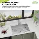 30x22 Inch Stainless Steel Kitchen Sink - Drop In Single Bowl Topmount Modern Large Kitchen Sink With SS Grid, Colander,Drain Strainer Set Compatibility With Various Kitchen&Bar Style