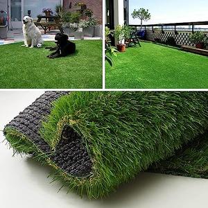 SHNOSU Artificial Grass Turf Rug 4FTX6FT Indoor Outdoor, 1.38" Pile Height Realistic Fake Grass with Drain Holes Astro Turf for Patio Garden Lawn Landscape Balcony