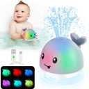ANGGIKO Baby Bath Toys, Pool Water Toys for Babies, Toddler Bath Toys for Kids Ages 1-3, 1 Year Old Boy Girl Gift Light Up Whale Bath Toy Sprinkler, Baby 6-12-18 Months Bathtub Outdoor Water Table Toy