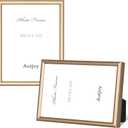 3x4 Poster Picture Frame Set of 2, Brass Modern Thin Metal gallery Photo Frame with HD Real Glass, Display for Tabletop and Wall, 2 Pack