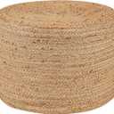 Jute Pouf Ottoman - Briaded Boho Pouf Ottoman Foot Rest - Poofs/Ottomans Furniture Decor - Ottomans Pouffe for Bedroom - Poufs for Living Room - (18"x18"x12")