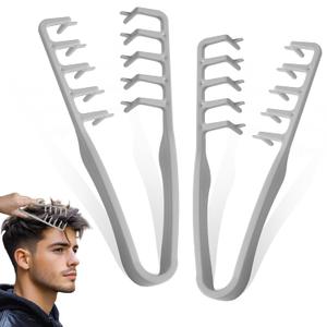 2 Pcs Texture Comb, Volumizing Wide-Tooth Hair Texture Styling Comb, Fringe Parting Styling Accessory, for Men Women (Grey)