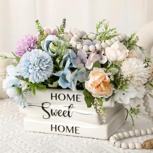 Ceramic Book Shaped Pot Planter Rustic Farmhouse Decorative White Vase for Flowers Home Decorations Bookshelf Living Room Aesthetic Decor Housewarming Gift