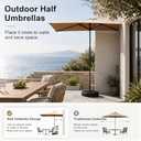 YAVVAY 8ft X 4ft Half Rectangular Outdoor Patio Umbrella With Adjustable Height For Wall, Apartment, Balcony, Deck, Porch(Khaki)