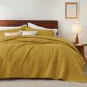 Bedsure Quilts King Size - Lightweight Bedspreads King Size with Basket Weave Pattern, Soft Quilt Bedding Set, Mustard Yellow Comforter Set Coverlet for All Seasons with 2 Pillow Shams (106" x 96") | Skin-Friendly Soft, All-Season Comfort, Breathable