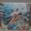 DUOHUTRA Sea Turtle Bathroom Wall Decor Ocean Theme Canvas Wall Art Coastal Nautical Prints Picture Watercolor Coral Marine Life Painting for Kid Bedroom Living Room Home Decoration 20"x20"