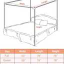 Stainless Steel Canopy Bed Frame Queen Size, Heavy Duty Metal Frame With Sturdy Post Poles, Thicken Canopy Frame for Wood or Metal Beds, Bedroom Decor, Black