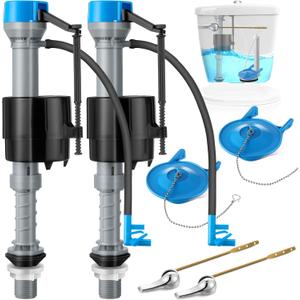 Saillong 3 Inch Universal Toilet Fill Valve Replacement Kit with 3 Inch Flapper, Fill Valve, Front Mount Toilet Flush Brass Handle, Adjustable Water Level, Quiet, Easy to Install(2 Sets,Blue)