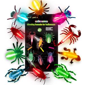 SpringFlower 60pcs Halloween Glow Critters Set for Halloween Party Favors,18 Critters Toys and 42 Glow Sticks, Glow in The Dark Party Favors, Halloween Goodie Bag Fillers, Halloween Miniatures.